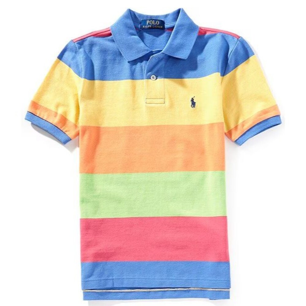 NWT POLO RALPH LAUREN BIG BOYS Polo Shirt Multi Striped Mesh